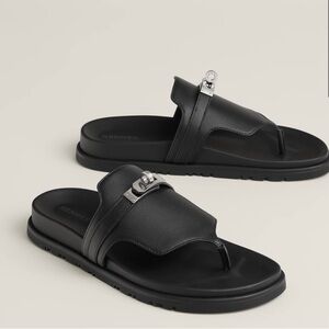 Hermes Black Sandals with Modern Minimalist Design